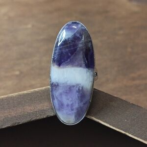 Hand Crafted Purple and White Stone Ring